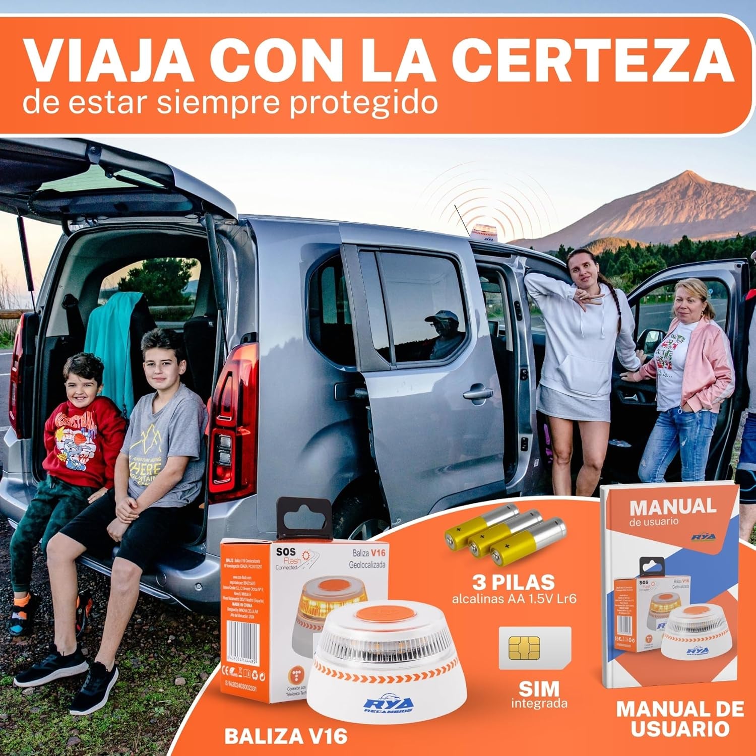 Baliza Emergencia Coche Homologado DGT Geolocalización - V16 