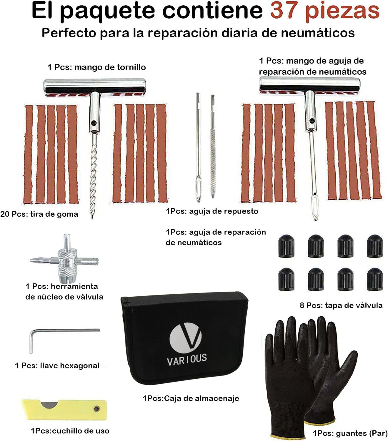  Kit Repara Pinchazos De Neumáticos 